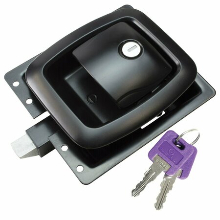 GLOBAL RV Compartment Door Lock, Slam Style, Black, Kencon version, Metal Back Plate, Keyed to G3xx BLL-50301-2006-1PK